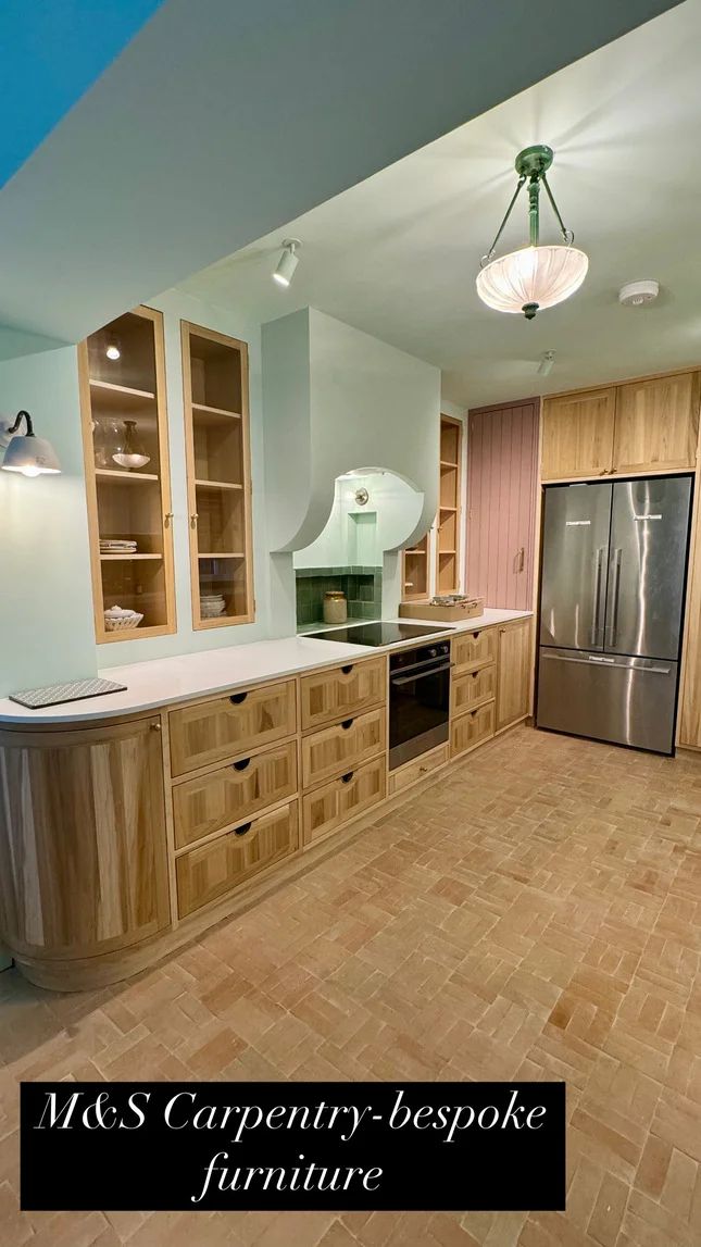 wooden bespoke kitchen cabinets near me in green kitchen