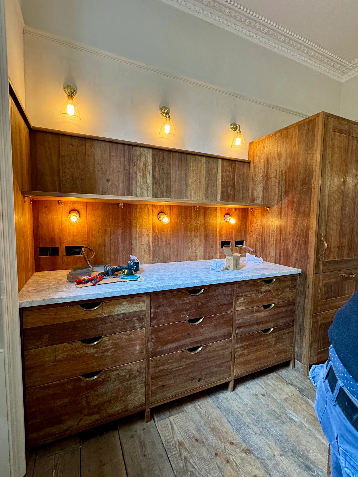 wooden fitted kitchens near me with marble finish
