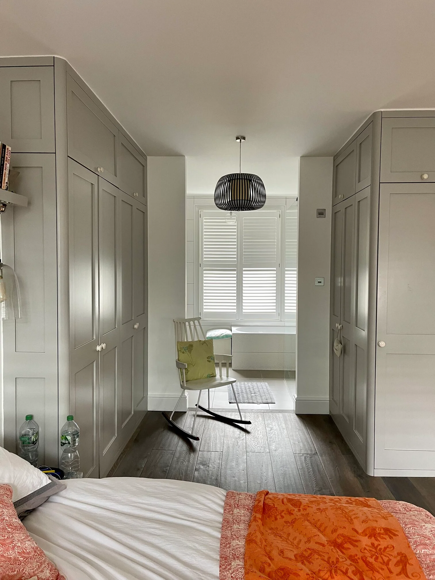 grey bespoke fitted wardrobes near me in a bedroom