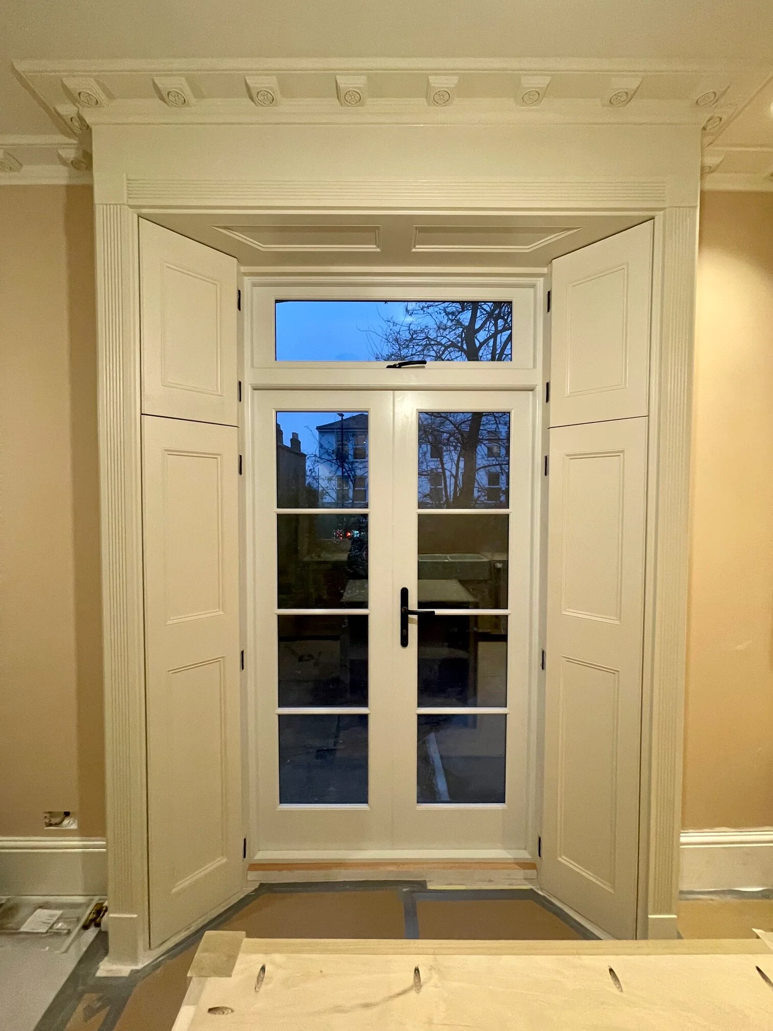 white bespoke wooden front doors
